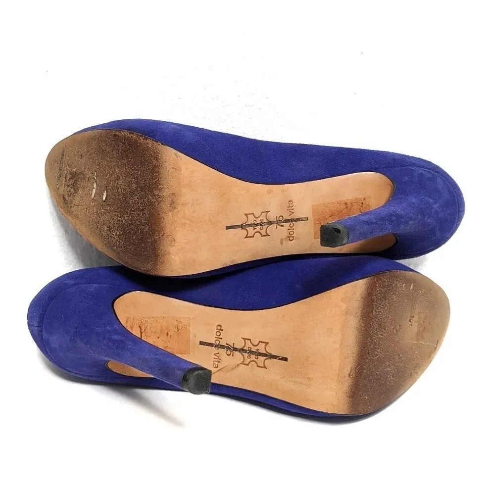 DOLCE VITA Suede Platform Almond Toe Heels 7.5
